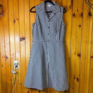 Chic Black and White Gingham Midi Dress